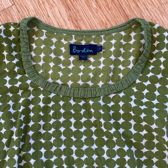 Boden 3/4 sleeve Green Dot tie front top - Picture 4 of 10